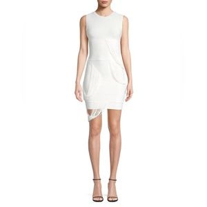 Herve Léger Draped Mini Fringe Bandage Dress
